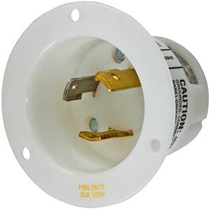 125 VAC 30 A L5-30P, Hubbell Incorporated HBL2615 Twist-Lock®, Insulgrip® Locking Device Flanged Inlet