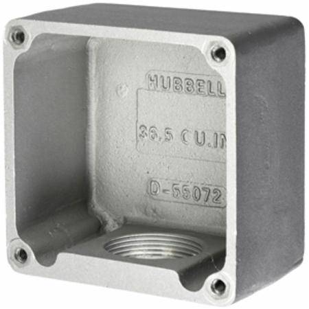 1/2" NPT Cable, 600 VAC, Hubbell Incorporated HBL26401 Twist-Lock® Locking Device Receptacle Back Box, 60 A, Cast Aluminum,