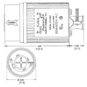 600 VAC 60 A Non-NEMA, Hubbell Incorporated HBL26519 Twist-Lock® Locking Device Current Interrupting Plug