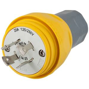 125/250 VAC 20 A L14-20P, Hubbell Incorporated HBL26W74 Twist-Lock® Locking Device Plug