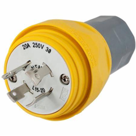 250 VAC 20 A L15-20P, Hubbell Incorporated HBL26W75 Twist-Lock® Locking Device Plug