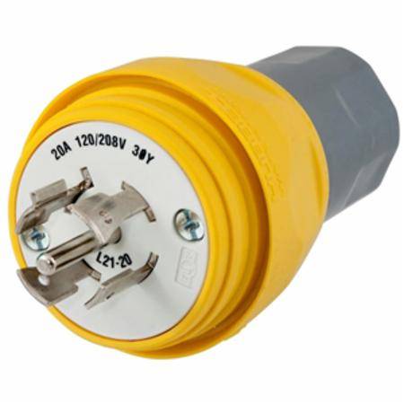 120/208 VAC 20 A L21-20P, Hubbell Incorporated HBL26W81 Twist-Lock® Locking Device Plug
