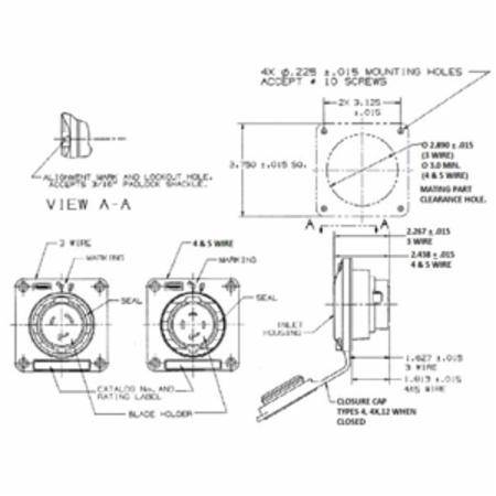 125/250 VAC 30 A L14-30P, Hubbell Incorporated HBL2715SW Twist-Lock®, Safety-Shroud® Locking Device Flanged Inlet