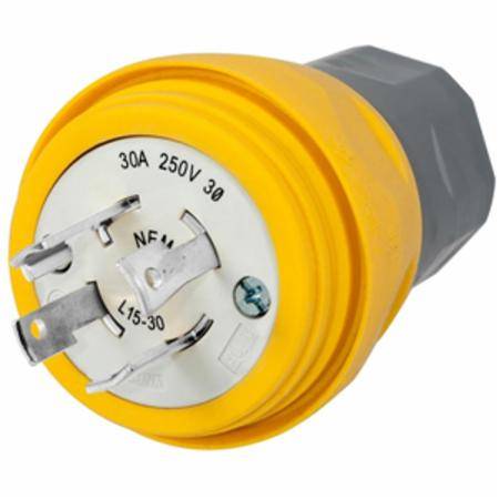250 VAC 30 A L15-30P, Hubbell Incorporated HBL28W75 Twist-Lock® Locking Device Plug