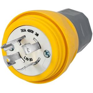480 VAC 30 A L16-30P, Hubbell Incorporated HBL28W76 Twist-Lock® Locking Device Plug