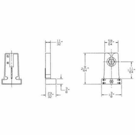 1-3/8" x 23/32" x 2-9/64", Hubbell Incorporated HBL2937 Fluorescent Lampholder, White,