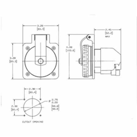 125 V 30 A L5-30P, Hubbell Incorporated HBL303SS Twist-Lock® Shore Power Inlet