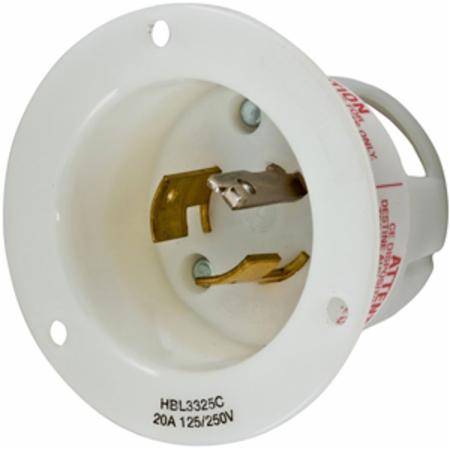 125/250 V 20 A Non-NEMA, Hubbell Incorporated HBL3325C Twist-Lock®, Insulgrip® Locking Device Flanged Inlet