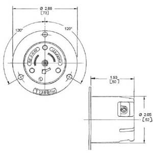 125/250 V 20 A Non-NEMA, Hubbell Incorporated HBL3325C Twist-Lock®, Insulgrip® Locking Device Flanged Inlet