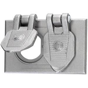 1-Gang, Double Lid, Hubbell Incorporated HBL5205WO Style Line® Weatherproof Device Box Cover, 1-Gang, Cast Aluminum, Self-Closing