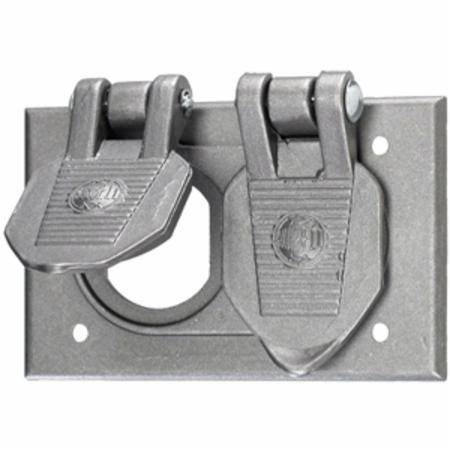 1-Gang, Double Lid, Hubbell Incorporated HBL5206WO Style Line® Weatherproof Device Box Cover, 1-Gang, Cast Aluminum, Self-Closing