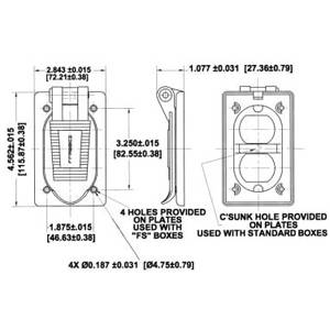 1-Gang, Single Lid, Hubbell Incorporated HBL5221 Weatherproof Device Box Cover, 1-Gang, Gray, Self-Closing