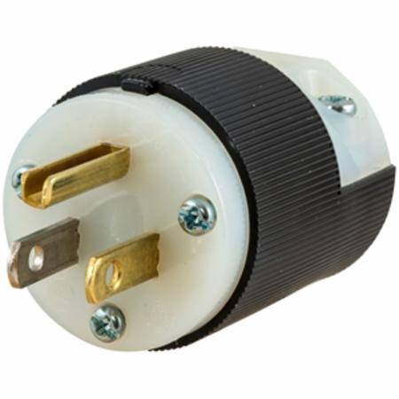 125 VAC 15 A 5-15P, Hubbell Incorporated HBL5266C Insulgrip® Straight Blade Plug, Black/White