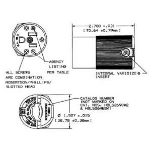 125 VAC 15 A 5-15R, Hubbell Incorporated HBL5269C Insulgrip® Straight Blade Connector, Black/White