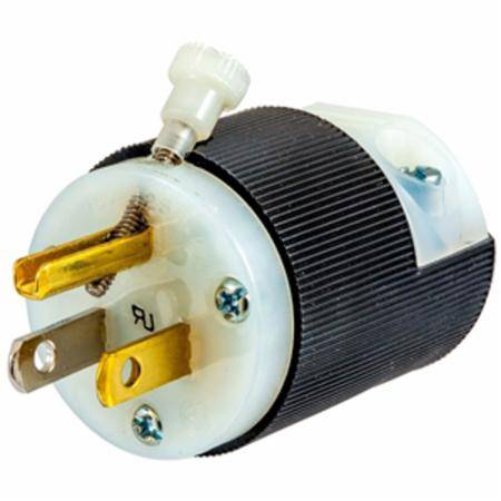 125 VAC 15 A 5-15P, Hubbell Incorporated HBL5280C Insulgrip® Straight Blade Plug, Black/White