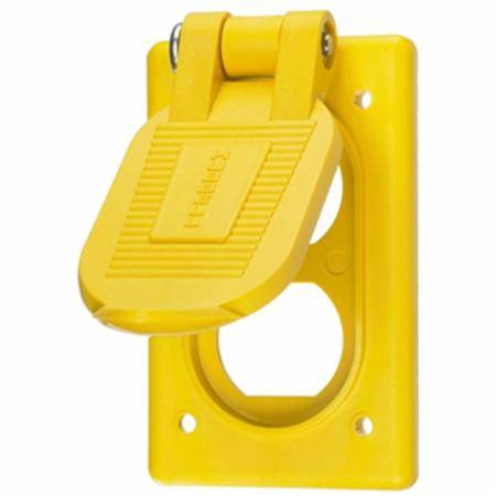 1-Gang, Single Lid, Hubbell Incorporated HBL52CM21 Twist-Lock® Weatherproof Device Box Cover, 1-Gang, Yellow, Self-Closing