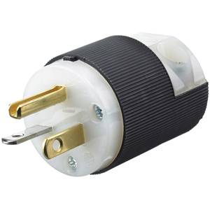 125 VAC 20 A 5-20P, Hubbell Incorporated HBL5366C Insulgrip® Straight Blade Plug, Black/White