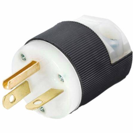 250 VAC 20 A 6-20P, Hubbell Incorporated HBL5466C Insulgrip® Straight Blade Plug, Black/White