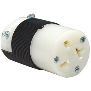 250 VAC 20 A 6-20R, Hubbell Incorporated HBL5469C Insulgrip® Straight Blade Connector, Black/White