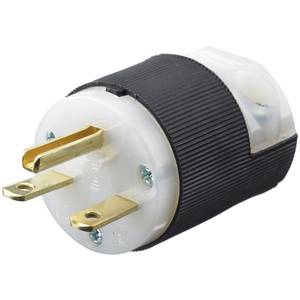 250 VAC 15 A 6-15P, Hubbell Incorporated HBL5666C Insulgrip® Straight Blade Plug, Black/White