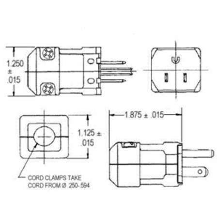 125 VAC 15 A 5-15P, Hubbell Incorporated HBL5965VY Valise® Straight Blade Plug, Yellow
