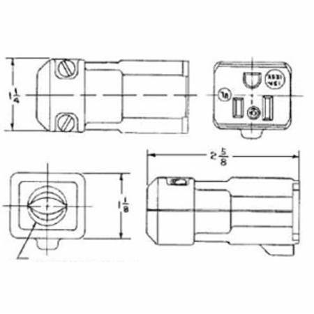 125 VAC 15 A 5-15R, Hubbell Incorporated HBL5969VY Valise® Straight Blade Connector, Yellow