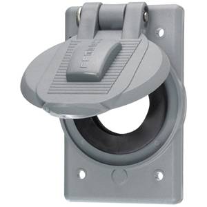 1-Gang, Single Lid, Hubbell Incorporated HBL7423WO Twist-Lock® Weatherproof Receptacle Cover, 1-Gang, Gray, Self-Closing