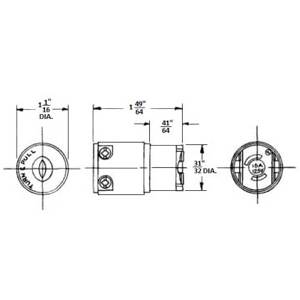 125 VAC 15 A ML-1R, Hubbell Incorporated HBL7464V Twist-Lock®, Valise® Locking Device Connector