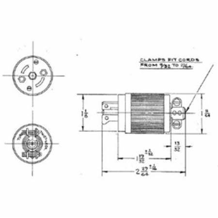 125/250 VAC 15 A ML-3P, Hubbell Incorporated HBL7485 Twist-Lock® Locking Device Plug