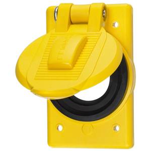1-Gang, Single Lid, Hubbell Incorporated HBL74CM25WOA Twist-Lock® Weatherproof Device Box Cover, 1-Gang, Yellow, Self-Closing