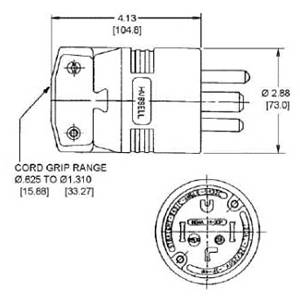 250 VAC 30 A 15-30P, Hubbell Incorporated HBL8431C Straight Blade Power Plug, Black