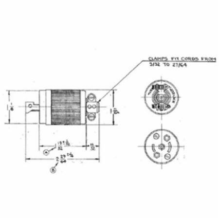 125 VAC 15 A ML-2P, Hubbell Incorporated HBL7594 Twist-Lock® Locking Device Plug