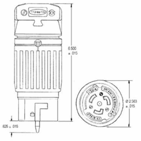 250 VDC, 600 VAC 50 A Non-NEMA, Hubbell Incorporated HBL7764C Twist-Lock®, Insulgrip® Locking Device Connector
