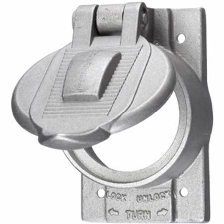 1-Gang, Single Lid, Hubbell Incorporated HBL7770 Twist-Lock® Weatherproof Device Box Cover, 1-Gang, Cast Aluminum, Self-Closing