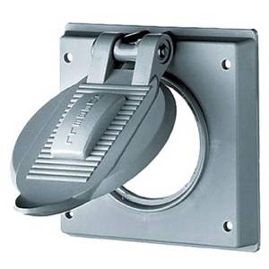 2-Gang, Single Lid, Hubbell Incorporated HBL7777A Weatherproof Device Box Cover, 2-Gang, Gray, Self-Closing