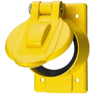 3.28" x 4.56" x 2.43", 1-Gang, Hubbell Incorporated HBL77CM74WO Twist-Lock® Weatherproof Device Box Cover, 1-Gang, Single Lid, Yellow, Self-Closing