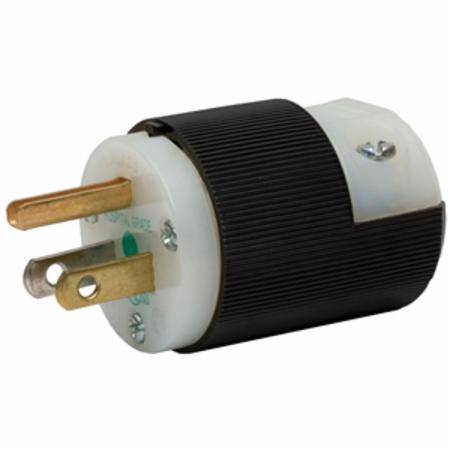 125 VAC 15 A 5-15P, Hubbell Incorporated HBL8215C Insulgrip® Straight Blade Plug, Black/White