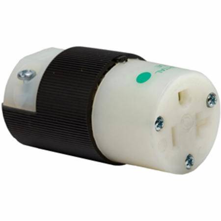 125 VAC 20 A 5-20R, Hubbell Incorporated HBL8319C Insulgrip® Straight Blade Connector, Black/White