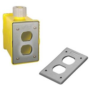 3.179", 2-Gang, Hubbell Incorporated HBLPOB1D Portable Outlet Box and Cover, 2-Gang, Yellow,