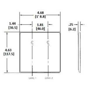 2-Gang, Hubbell Incorporated NP23W Wallplate, Nylon, White, Blank
