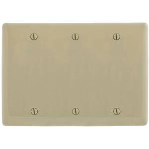 3-Gang, Hubbell Incorporated NP33I Wallplate, Nylon, Ivory, Blank