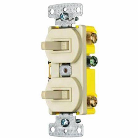Wiring Device-Kellems RC303I Side Wired Standard Sized Combination Toggle Switch, Electrical Ratings: 120 VAC, 15 A, 1800 W, 3 Poles