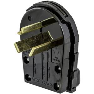 125/250 VAC 30 A 10-30P, Hubbell Incorporated RR335P Straight Blade Dual Power Attachment Plug, Black