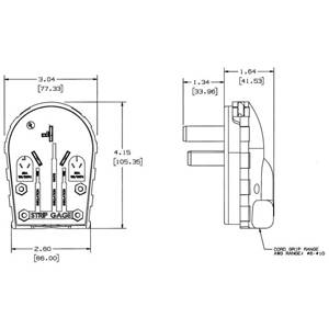 125/250 VAC 30 A 10-30P, Hubbell Incorporated RR335P Straight Blade Dual Power Attachment Plug, Black