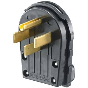 125/250 VAC 30/50 A 14-30P, Hubbell Incorporated RR435P tradeSELECT® Straight Blade Dual Power Attachment Plug, Black
