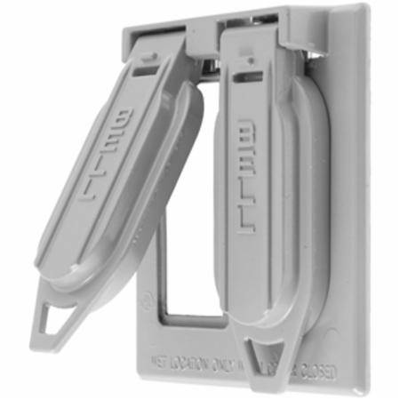 2-Gang, Gray, Hubbell Incorporated RW51450 Style Line® Weatherproof Device Box Cover, 2-Gang, Die-Cast Zinc, Self-Closing