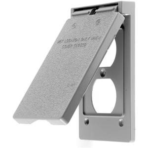 1-Gang, Hubbell Incorporated RW51470 Style Line® Weatherproof Device Box Cover, 1-Gang, Gray, Self-Closing