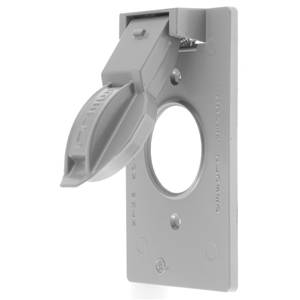1-Gang, Hubbell Incorporated RW51550 Style Line® Weatherproof Device Box Cover, 1-Gang, Gray, Self-Closing