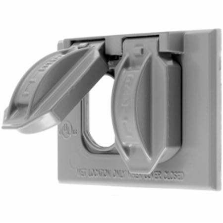 1-Gang, Gray, Hubbell Incorporated RW51810 Style Line® Weatherproof Device Box Cover, 1-Gang, Die-Cast Zinc, Self-Closing