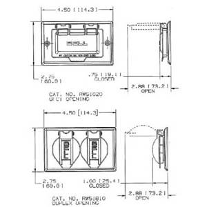 1-Gang, Gray, Hubbell Incorporated RW51810 Style Line® Weatherproof Device Box Cover, 1-Gang, Die-Cast Zinc, Self-Closing